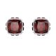 Brincos Swarovski stud Birthstone Lapidação quadrada Janeiro Vermelhas Lacado a ródio