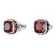 Brincos Swarovski stud Birthstone Lapidação quadrada Janeiro Vermelhas Lacado a ródio