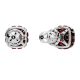 Brincos Swarovski stud Birthstone Lapidação quadrada Janeiro Vermelhas Lacado a ródio