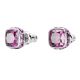 Brincos Swarovski stud Birthstone Lapidação quadrada Fevereiro Roxo Lacado a ródio