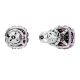 Brincos Swarovski stud Birthstone Lapidação quadrada Fevereiro Roxo Lacado a ródio