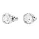 Brincos Swarovski stud Birthstone Lapidação quadrada Abril Branco Lacado a ródio