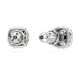 Brincos Swarovski stud Birthstone Lapidação quadrada Abril Branco Lacado a ródio