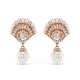 Brincos compridos Swarovski Idyllia Concha Branco Lacado a rosa dourado