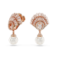 Brincos compridos Swarovski Idyllia Concha Branco Lacado a rosa dourado