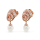 Brincos compridos Swarovski Idyllia Concha Branco Lacado a rosa dourado