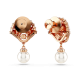 Brincos compridos Swarovski Idyllia Concha Branco Lacado a rosa dourado