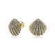 Brincos Swarovski stud Idyllia Concha Branco Lacado a dourado