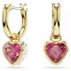 Brincos Swarovski Compridos Chroma Coração Vermelhas Lacado a Dourado