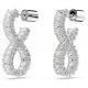 Brincos Swarovski Argola Hyperbola Infinity Brancos Lacado a Ródio