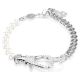 Pulseira Swarovski Dextera Pavé Crystal Pearl Branca Lacado a ródio M