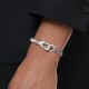 Pulseira Swarovski Dextera Pavé Crystal Pearl Branca Lacado a ródio M