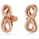 Brincos Swarovski Stud Hyperbola Infinity Branco Lacado a Rosa Dourado
