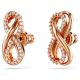 Brincos Swarovski Stud Hyperbola Infinity Branco Lacado a Rosa Dourado
