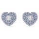 Brincos Swarovski Stud Hyperbola Coração Azul Lacado a Ródio