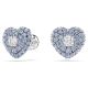 Brincos Swarovski Stud Hyperbola Coração Azul Lacado a Ródio