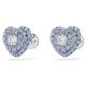 Brincos Swarovski Stud Hyperbola Coração Azul Lacado a Ródio