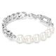 Pulseira Swarovski Dextera Crystal Pearl Ligações mistas Branca Lacado a ródio