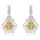 Brincos Swarovski Compridos Idyllia Flor Amarelo Lacado a Ródio