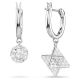  Brincos Swarovski compridos Dextera Design assimétrico Lapidação redonda Estrela e esfera Branco Lacado a ródio
