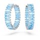 Brincos Swarovski argola Matrix Lapidação Baguete Azul Lacado a ródio