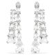 Brincos Swarovski compridos Matrix Combinação de lapidações Branco Lacado a ródio