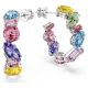 Brincos Swarovski argola Gema Design assimétrico Combinação de lapidações Pequenas Multicor Lacado a ródio