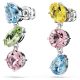 Brincos Swarovski compridos Gema Design assimétrico Combinação de lapidações Multicor Lacado a ródio