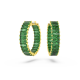 Brincos Swarovski Argola Matrix Lapidação Baguete Verdes Lacado a Dourado