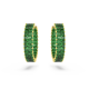 Brincos Swarovski Argola Matrix Lapidação Baguete Verdes Lacado a Dourado