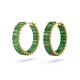 Brincos Swarovski Argola Matrix Lapidação Baguete Verdes Lacado a Dourado