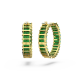 Brincos Swarovski Argola Matrix Lapidação Baguete Verdes Lacado a Dourado