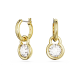Brincos Swarovski Compridos Dextera Lapidação Redonda Branco Lacado a Dourado