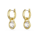 Brincos Swarovski Compridos Dextera Lapidação Redonda Branco Lacado a Dourado