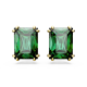 Brincos Swarovski Stud Matrix Lapidação Retangular Verde Lacado a Dourado