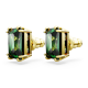 Brincos Swarovski Stud Matrix Lapidação Retangular Verde Lacado a Dourado