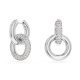 Brincos Swarovski Argola Dextera Design Assimétrico Laço Bloqueado Brancos Lacado a Ródio