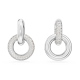 Brincos Swarovski Argola Dextera Design Assimétrico Laço Bloqueado Brancos Lacado a Ródio