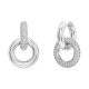 Brincos Swarovski Argola Dextera Design Assimétrico Laço Bloqueado Brancos Lacado a Ródio