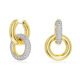 Brincos Swarovski Argola Dextera Design Assimétrico Laço Bloqueado Brancos Lacado a Dourado