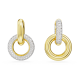 Brincos Swarovski Argola Dextera Design Assimétrico Laço Bloqueado Brancos Lacado a Dourado