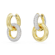 Brincos Swarovski Argola Dextera Design Assimétrico Laço Bloqueado Brancos Lacado a Dourado