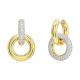 Brincos Swarovski Argola Dextera Design Assimétrico Laço Bloqueado Brancos Lacado a Dourado