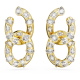 Brincos Swarovski Argola Dextera Combinação de Lapidações Laço Bloqueado Brancos Lacado a Dourado
