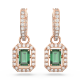 Brincos Swarovski Compridos Millenia Lapidação Octogonal Verde Lacado a Rosa Dourado
