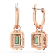 Brincos Swarovski Compridos Millenia Lapidação Octogonal Verde Lacado a Rosa Dourado