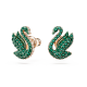 Brincos Swarovski Stud Iconic Swan Cisne Verde Lacado a Rosa Dourado