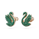 Brincos Swarovski Stud Iconic Swan Cisne Verde Lacado a Rosa Dourado