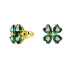 Brincos Swarovski Stud Idyllia Trevo de Quatro Folhas Verde Lacado a Dourado