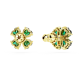 Brincos Swarovski Stud Idyllia Trevo de Quatro Folhas Verde Lacado a Dourado